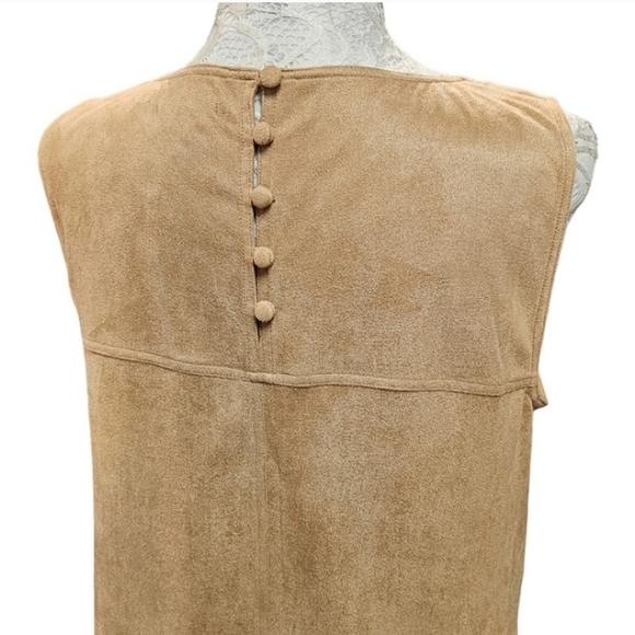 209 Wst 38 Boho Vegan Suede Minimalist Southwestern Button Back Sleeveless Top S - Picture 8 of 11
